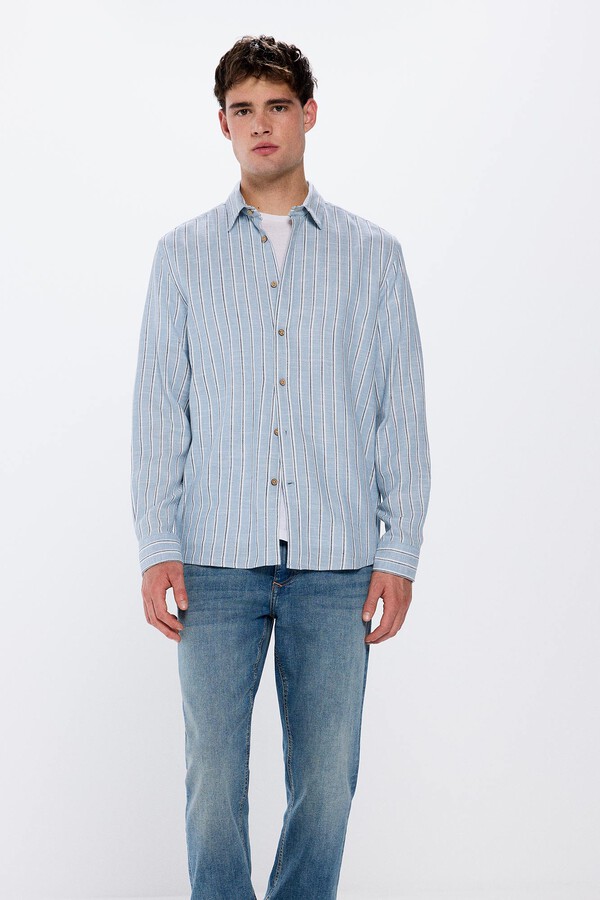 Springfield Camisa rústica rayas azul