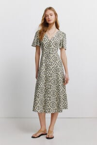 Springfield Vestido camisero estampado de lino