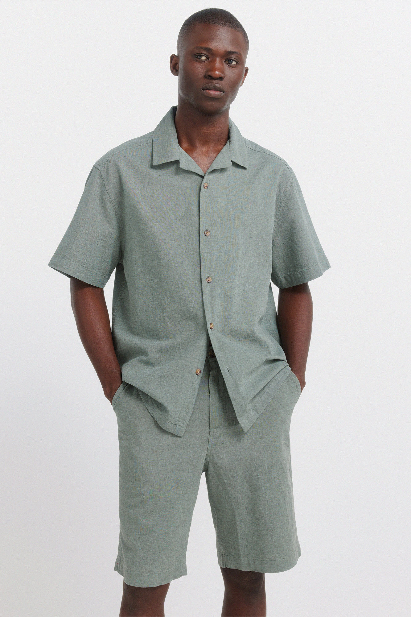 Springfield Bermudas de lino relaxed fit caza oscuro