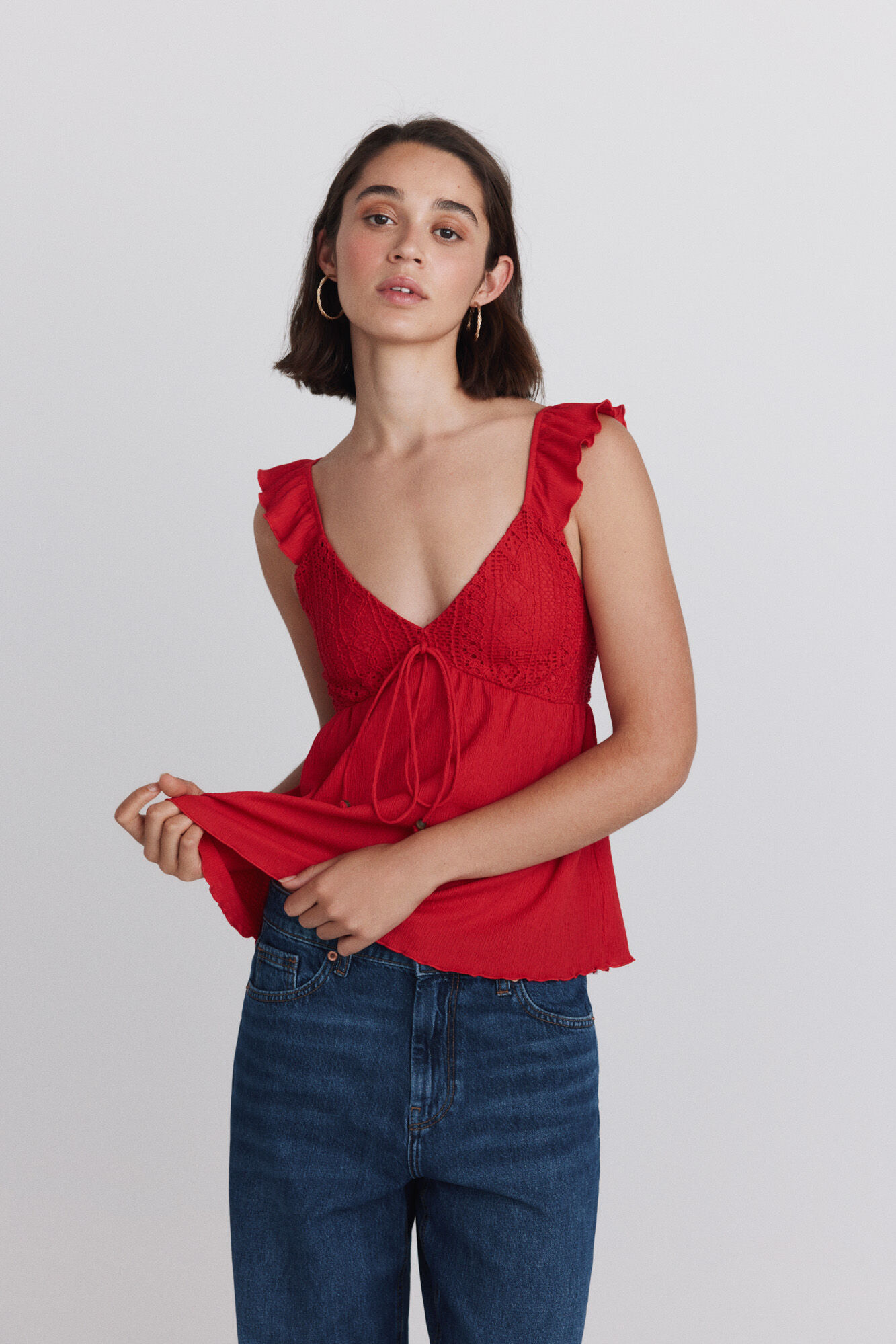 Springfield Playera de tirantes con volantes