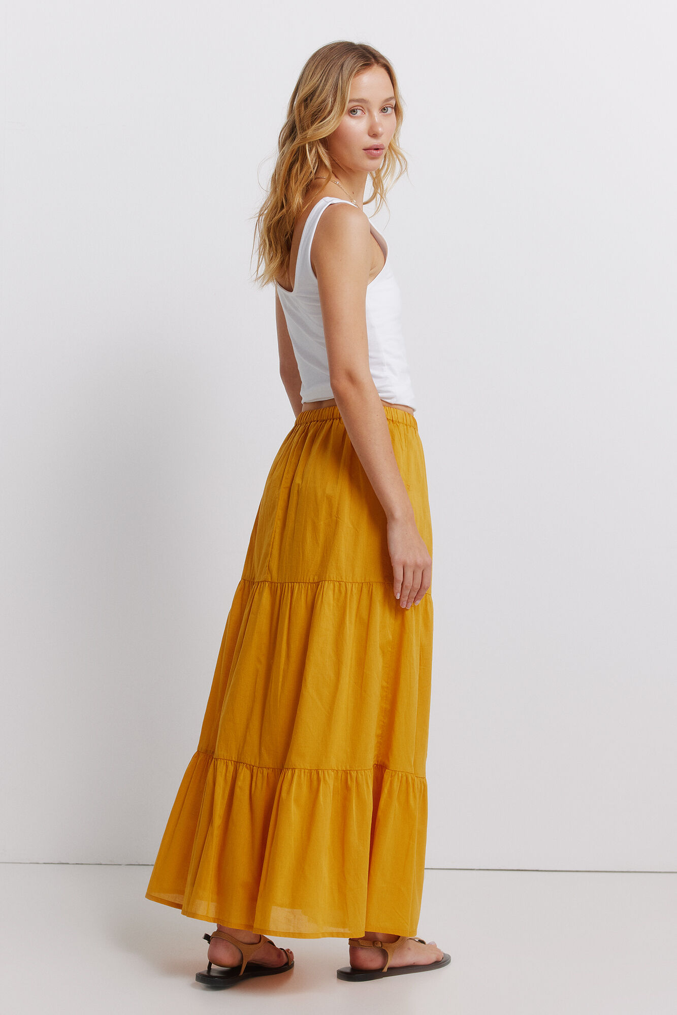 Springfield Falda midi con volantes amarillo