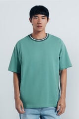 Springfield Playera con ribete de piqué verde