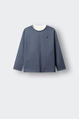 Springfield Kids Playera manga larga de rayas b&aacute;sica para ni&ntilde;o azul