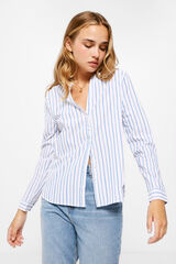 Springfield Blusa Rayas Cuello Mao Algodón azul mezcla