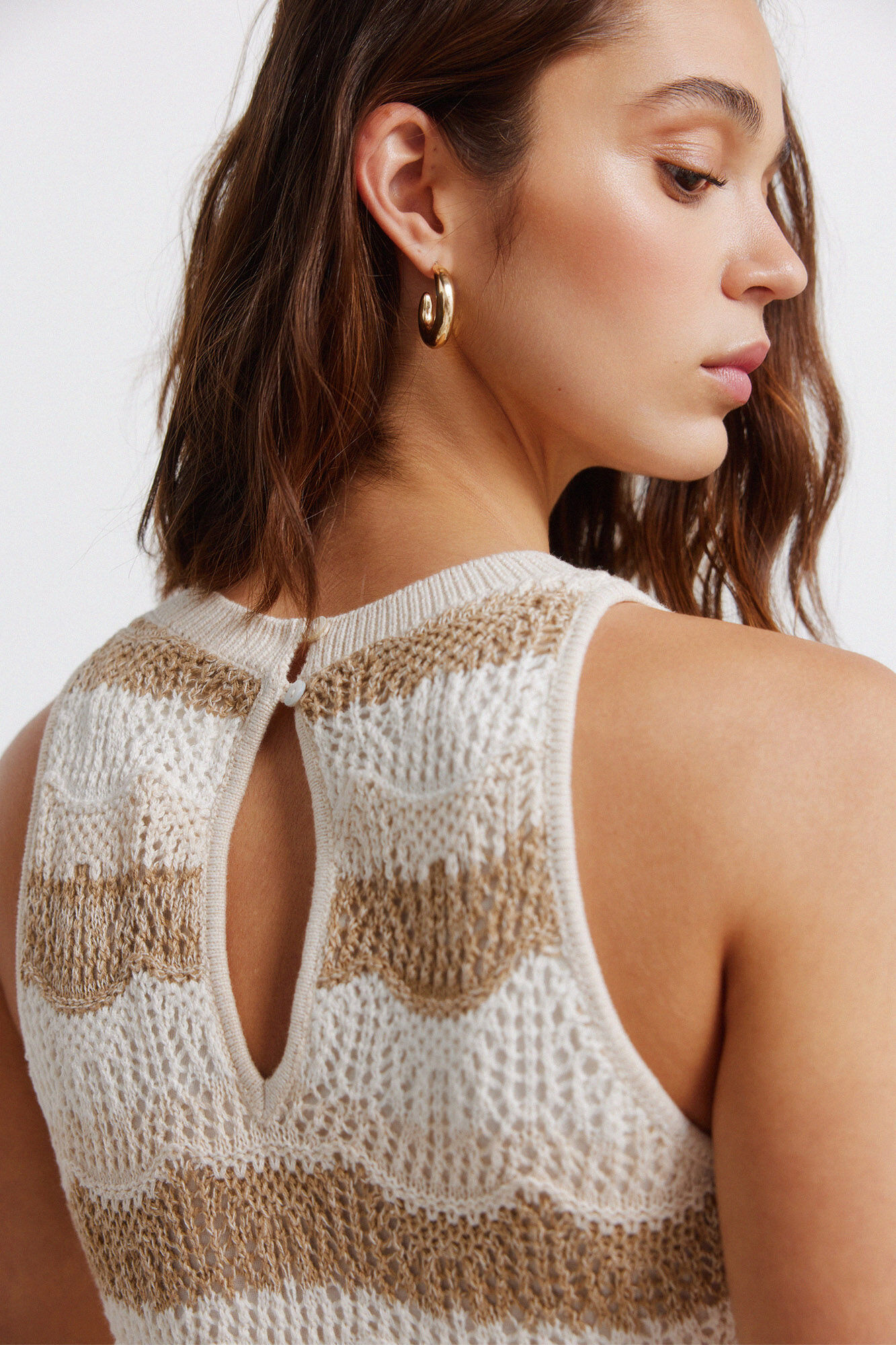 Springfield Vestido midi de tejido halter caf&eacute;