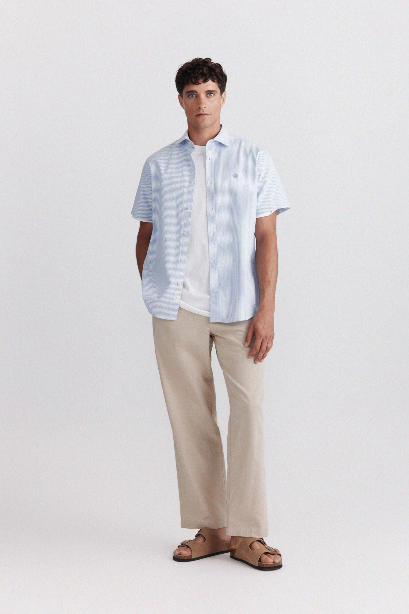 Springfield Camisa de manga corta oxford a rayas