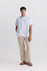 Springfield Camisa de manga corta oxford a rayas azul