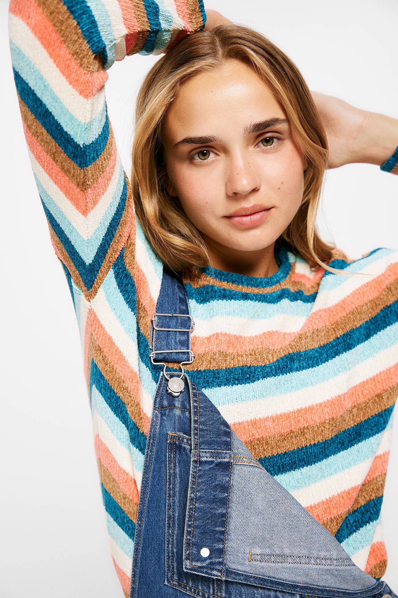 Springfield Playera Chenilla Raya Multicolor beige