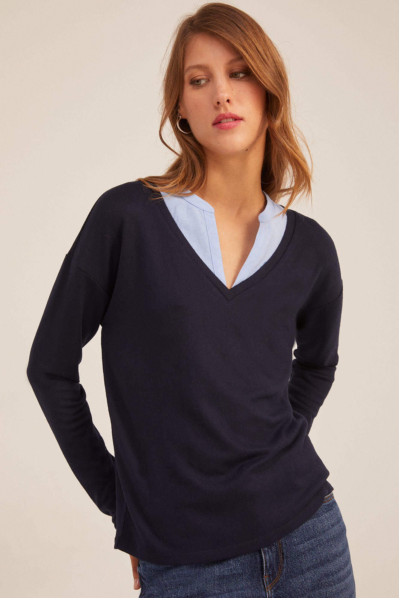 Springfield Playera Punto Cortado Bimateria marino