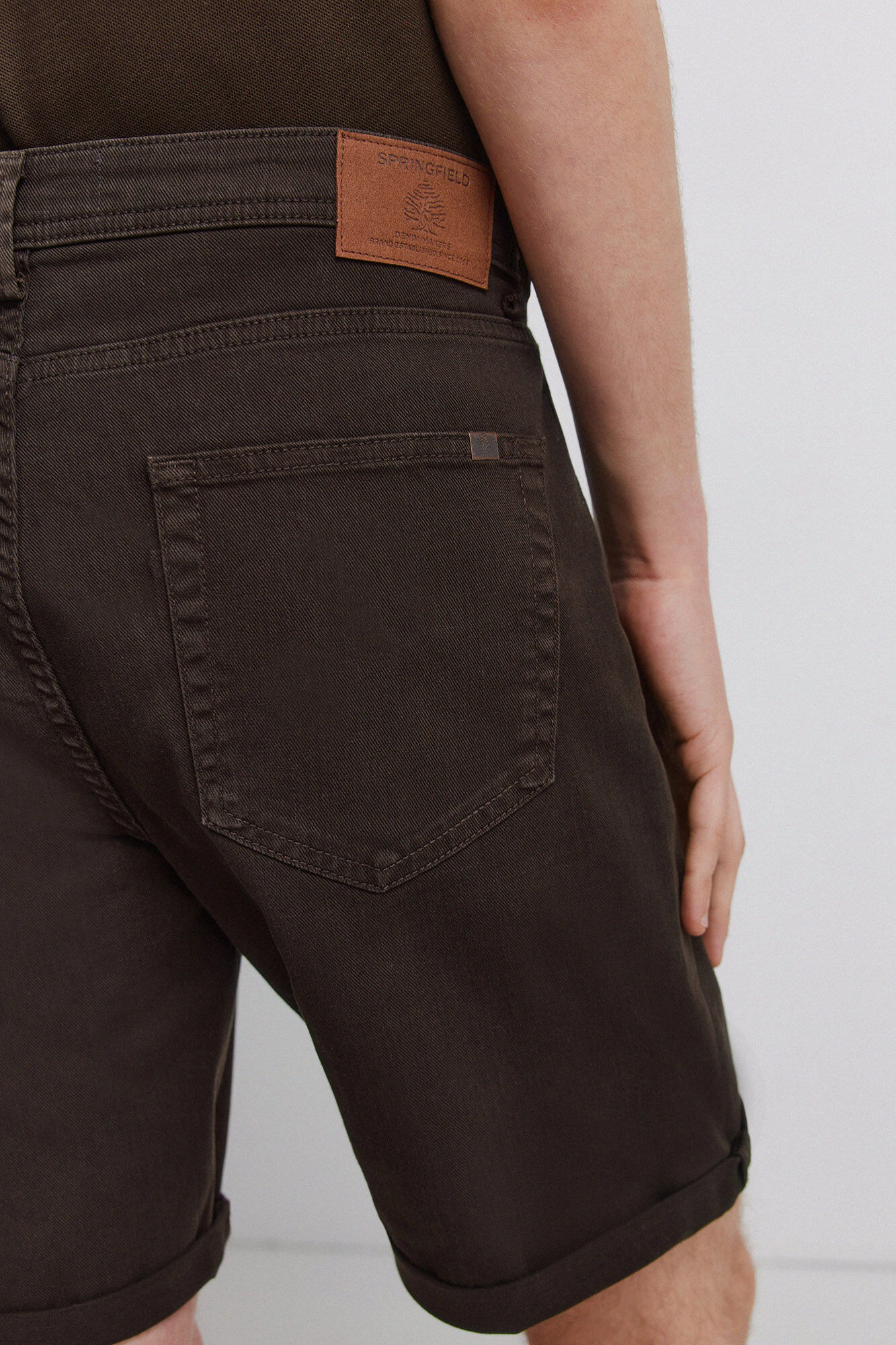 Springfield Bermudas de 5 bolsillos lavadas slim fit caf&eacute;