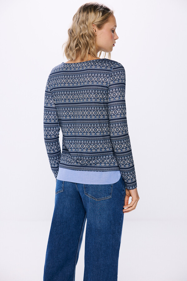 Springfield Playera cenefas combinada azul