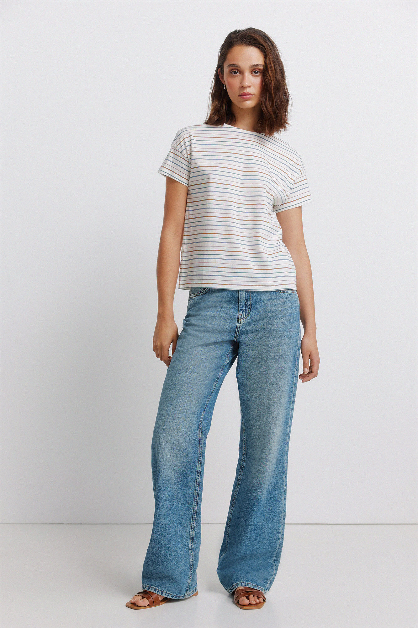 Springfield Playera de algod&oacute;n doble raya beige