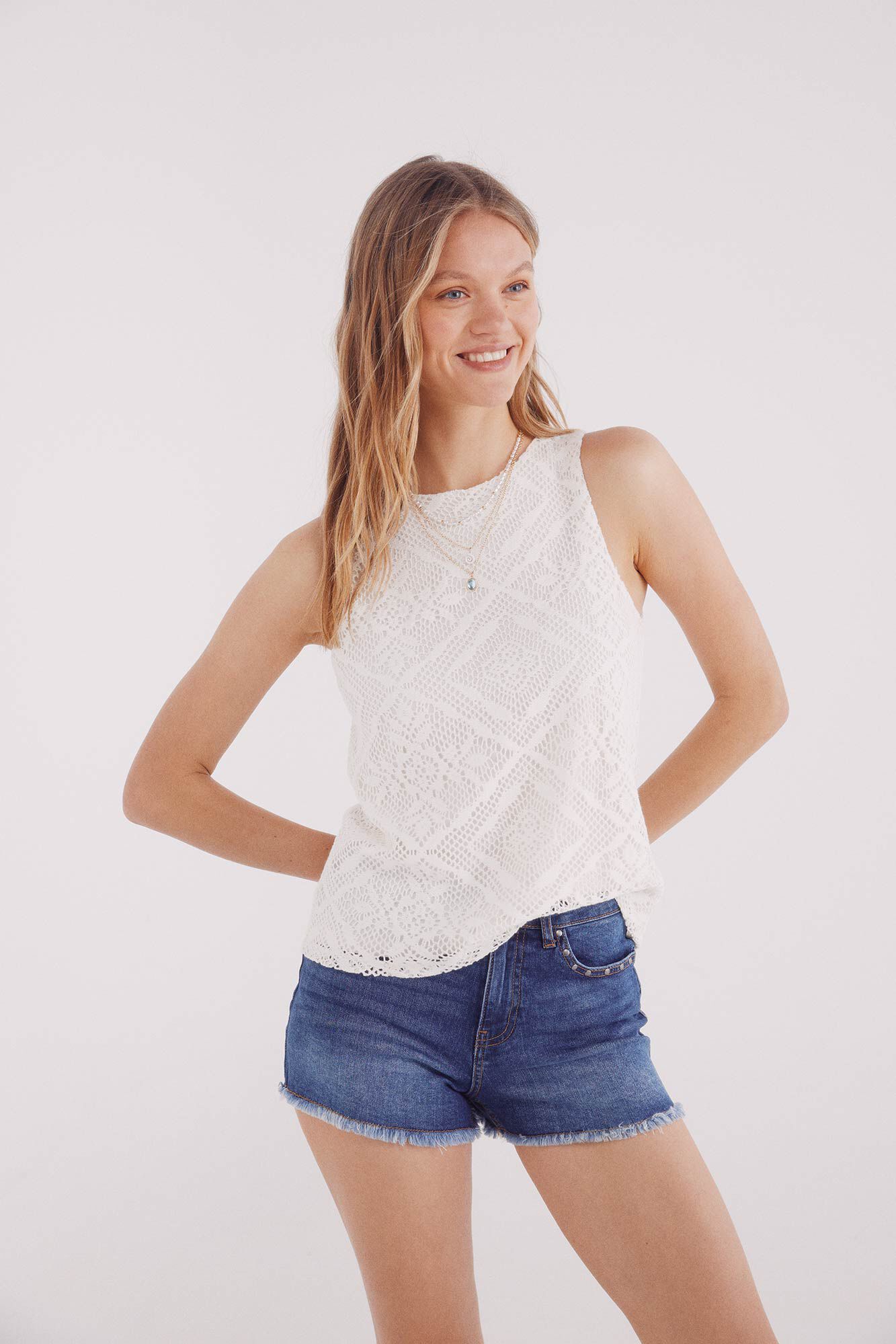 Springfield Shorts jeans tachuelas azul