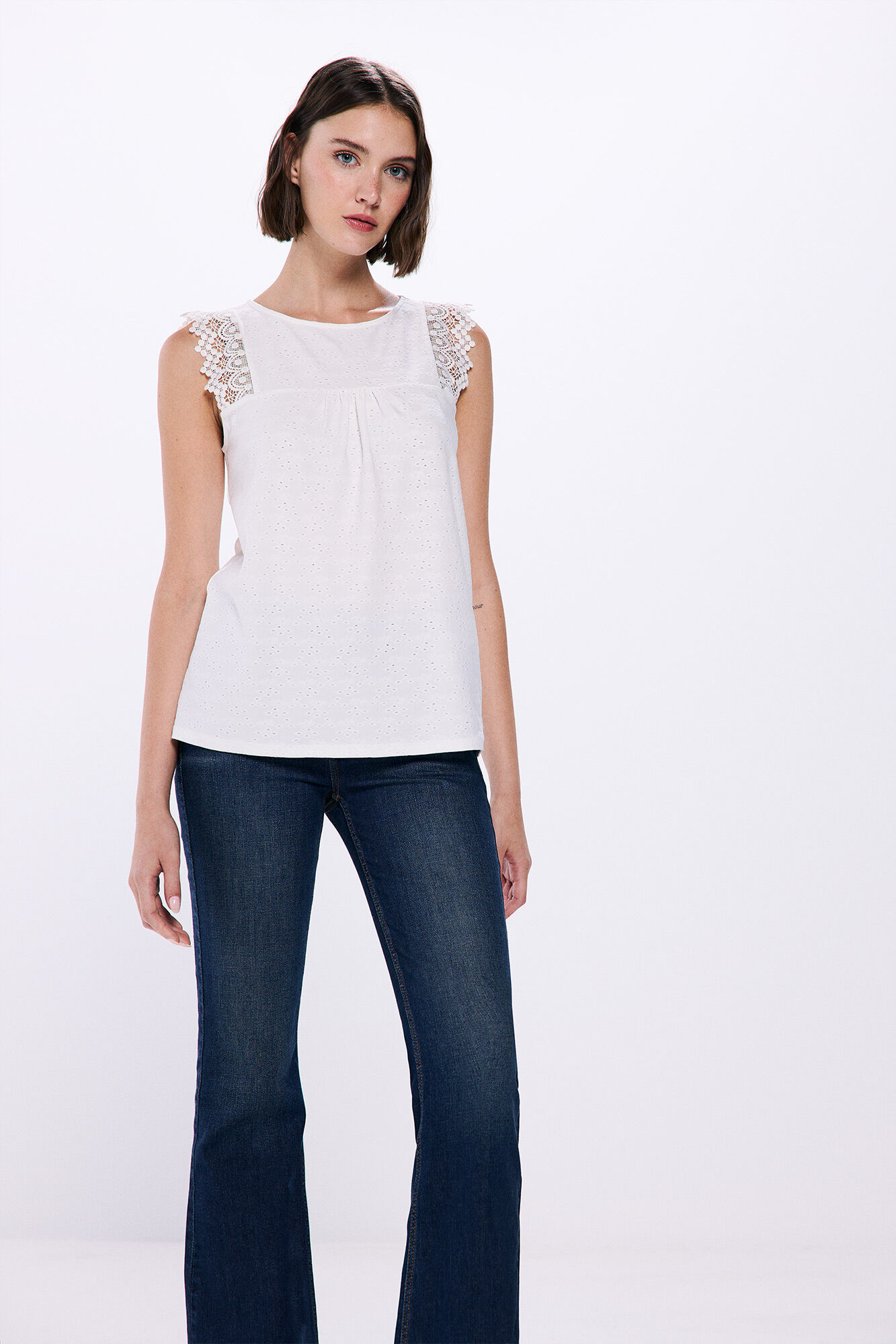 Springfield Playera hombros lace natural