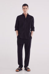 Springfield Pantalón chino lino slim fit negro