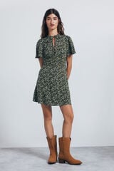 Springfield Vestido corto vivos cintura kaki