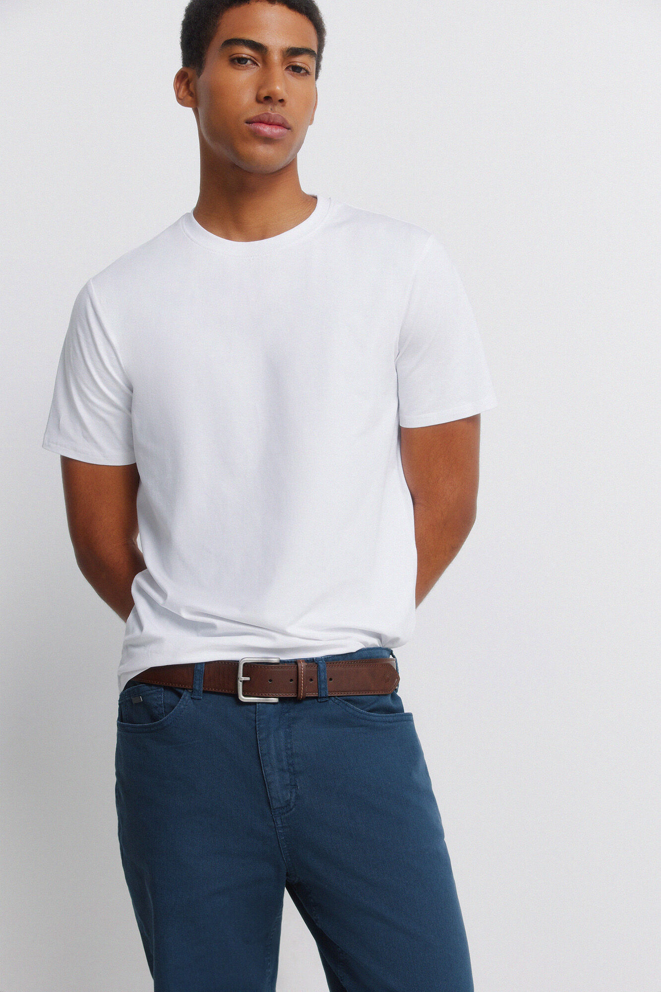 Springfield Pantal&oacute;n slim fit de 5 bolsillos lavado azul mezcla