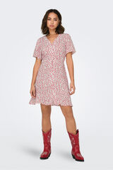 Springfield Vestido corto manga corta natural