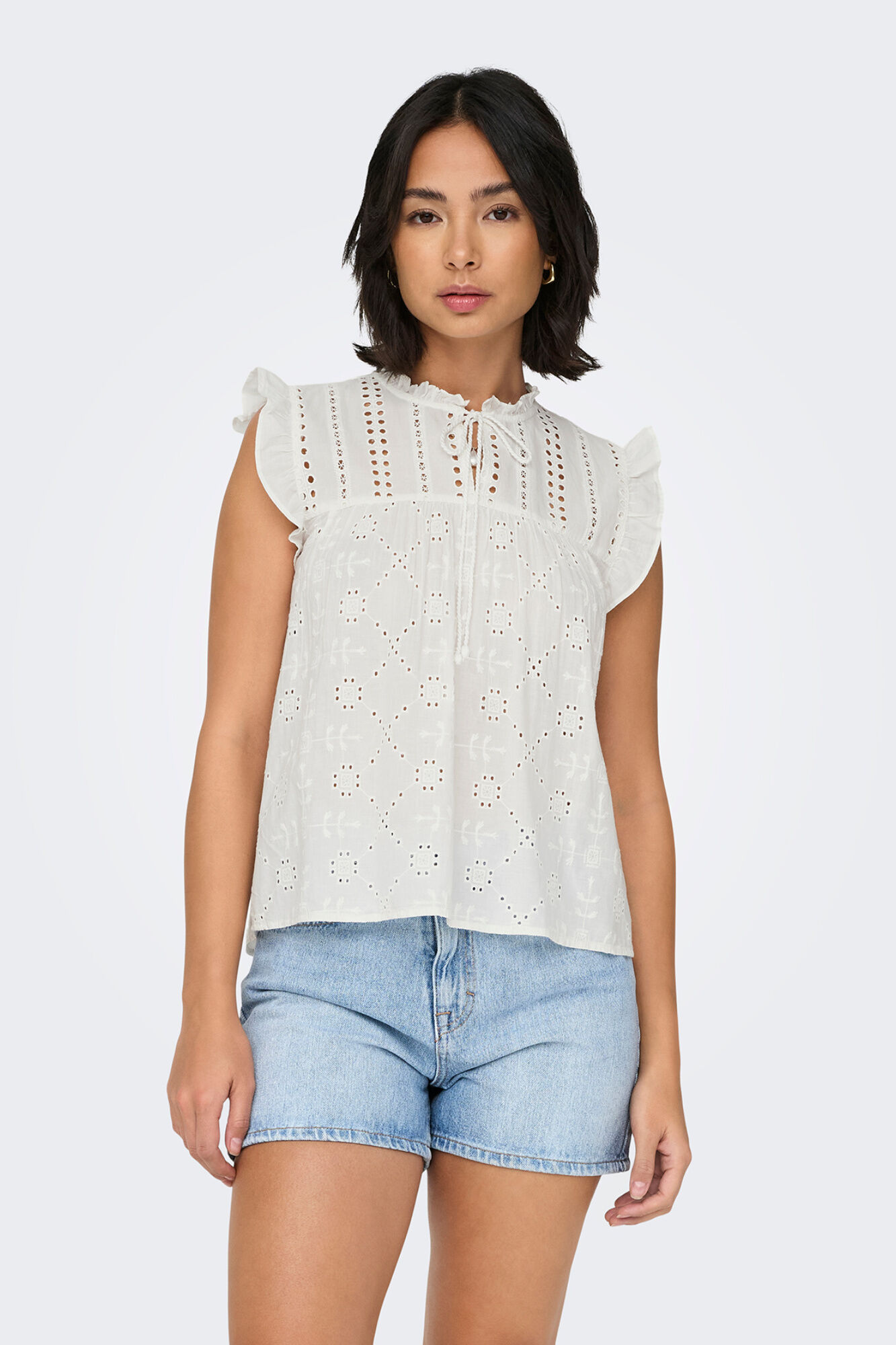 Only Blusa manga corta volantes