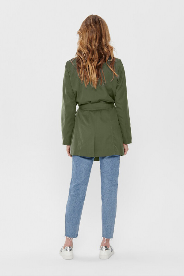 Only Gabardina midi con cinturón caza oscuro