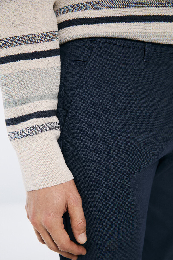 Springfield Pantalón chino microestampado slim fit azulado