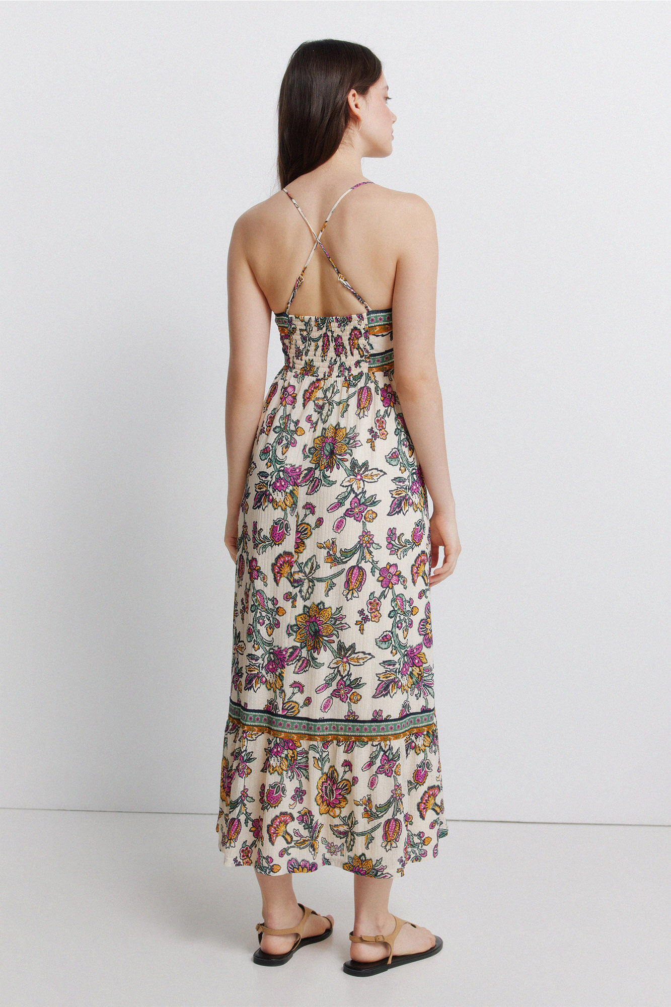 Springfield Vestido estampado de tirante cruzado estampado