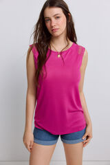 Springfield Playera sin mangas de crochet fucsia
