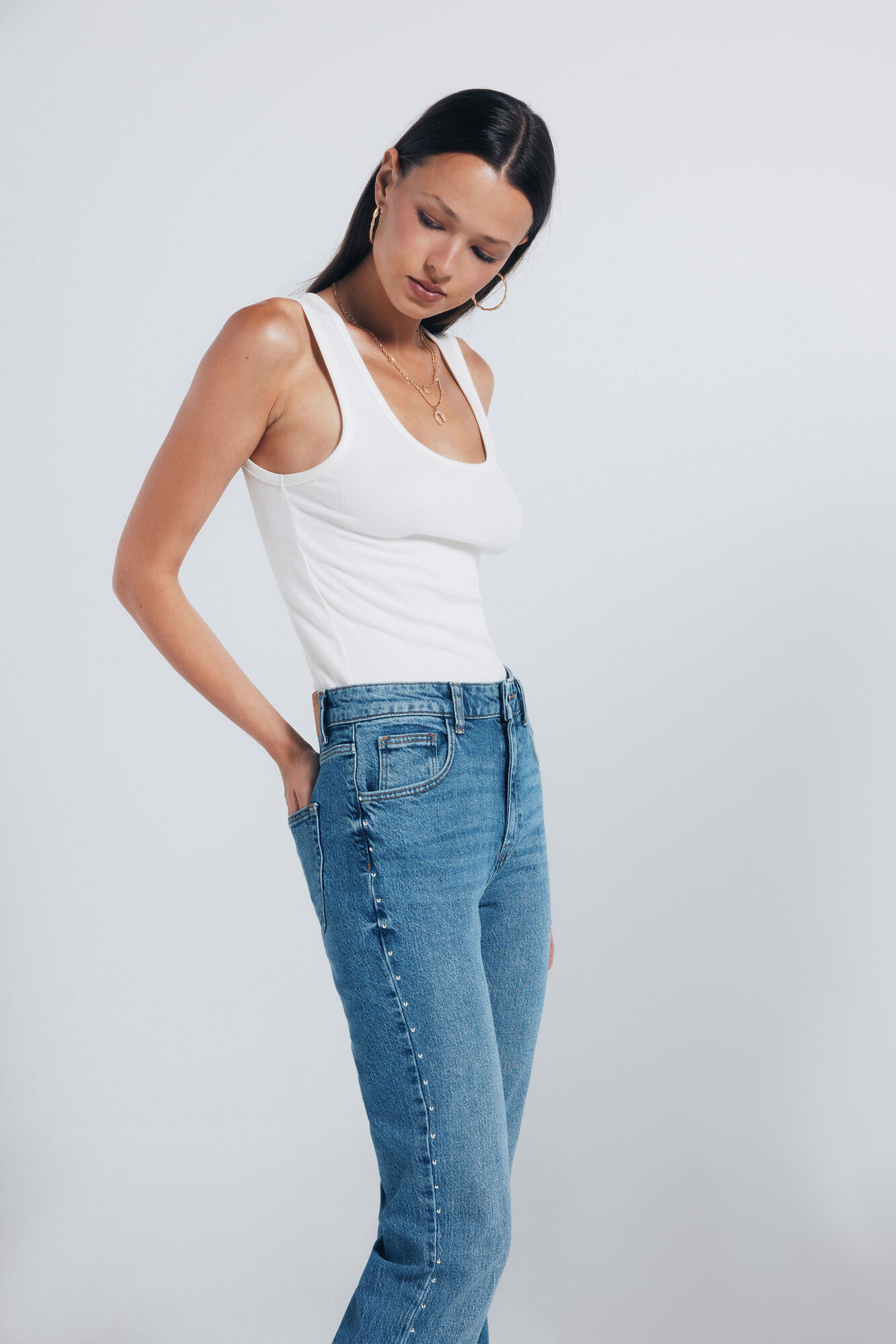 Springfield Jeans straight tachuelas azul