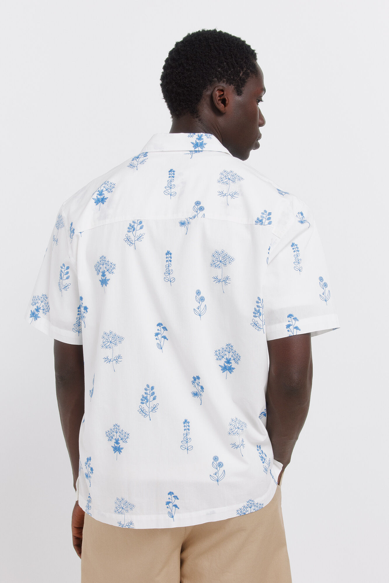 Springfield Camisa de manga corta con bordado floral natural