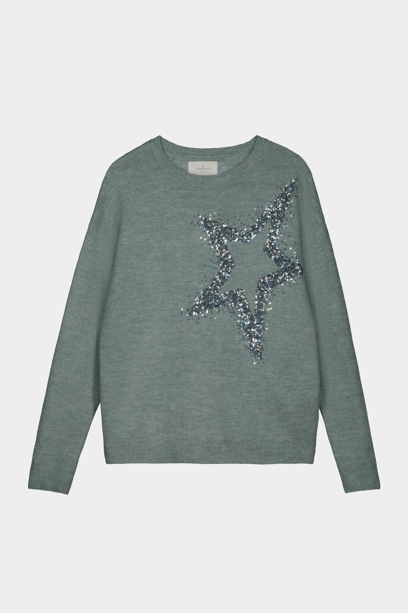 Springfield Su&eacute;ter Estrella Lentejuelas verde