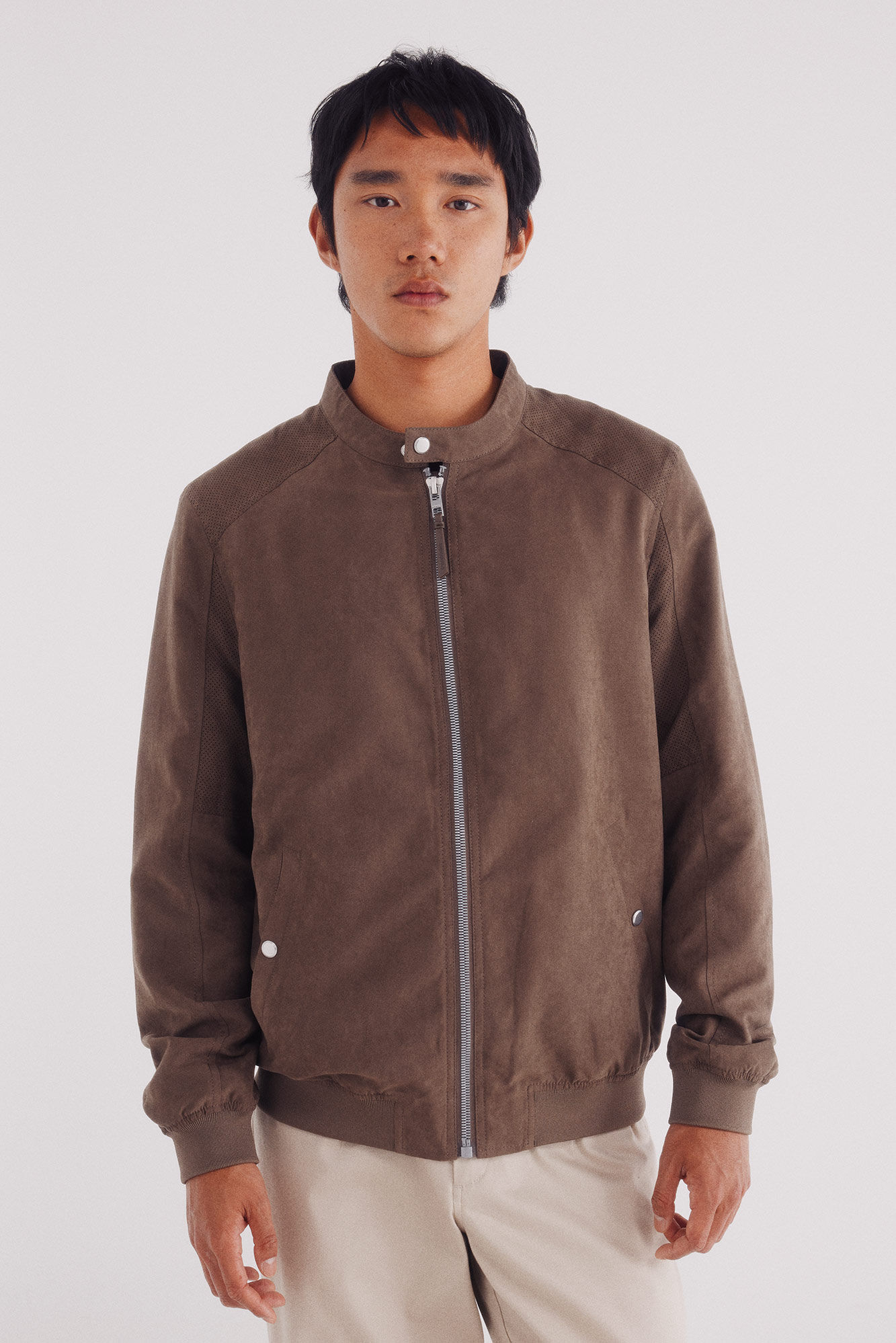 Springfield Chamarra efecto ante microperforados caf&eacute;