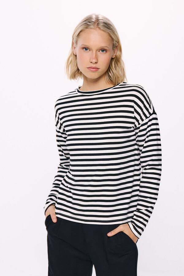 Springfield Playera a rayas negro