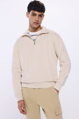 Springfield Sudadera básica cuello camionero blanco