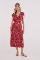 Springfield Vestido midi lace insertado rojo