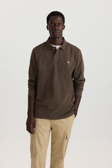 Springfield Polo de piqu&eacute; de manga larga regular fit caf&eacute;