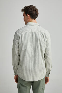 Springfield Camisa rayas algodón slub verde