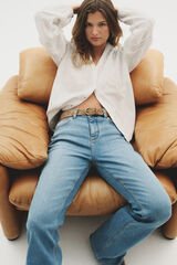 Springfield Blusa plisados mangas lace café