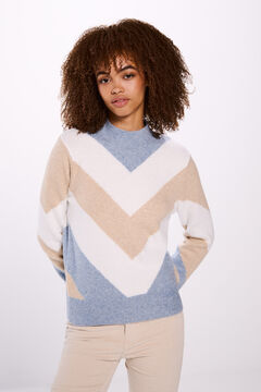 Springfield Suéter rayas chevron beige