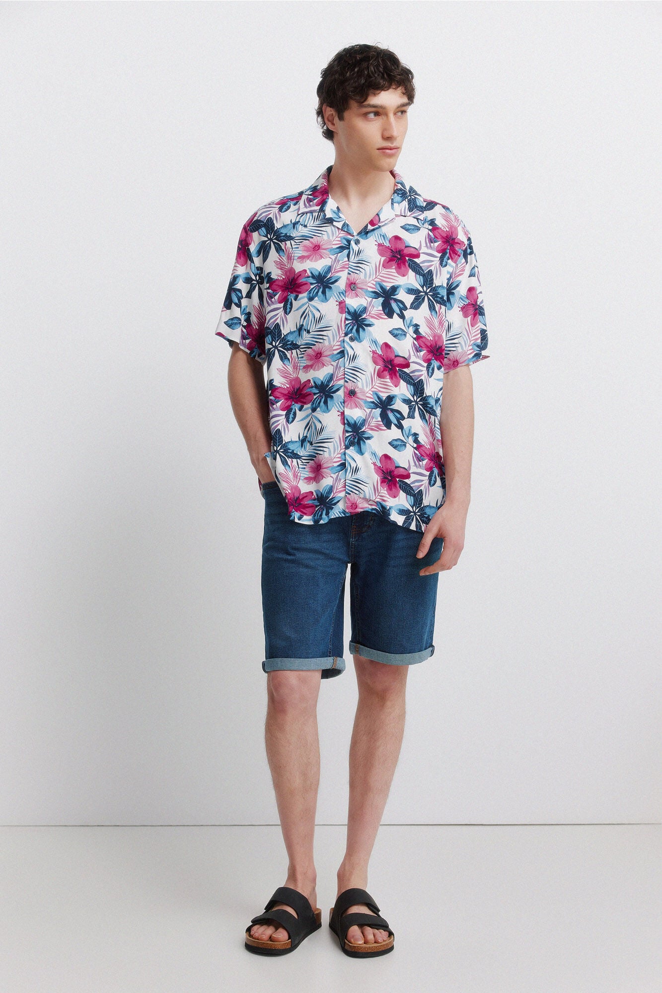 Springfield Camisa de manga corta de viscosa estampada multicolor