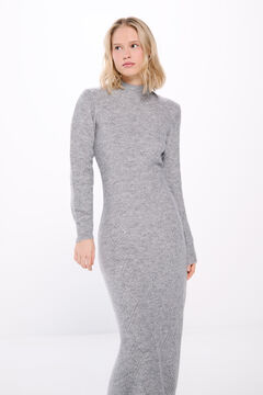 Springfield Vestido midi tejido cable knit gris