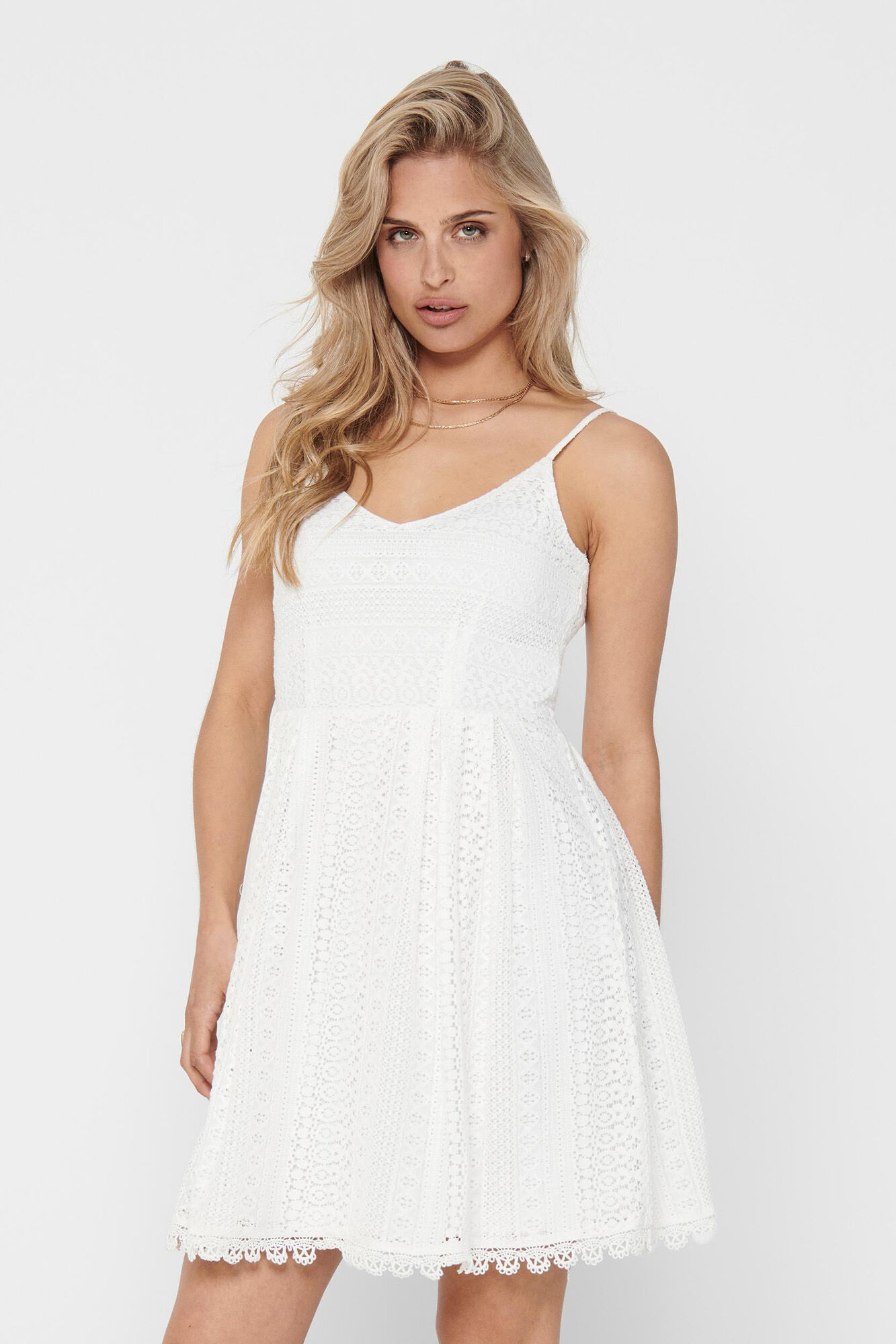 Only Vestido de tirantes encaje natural