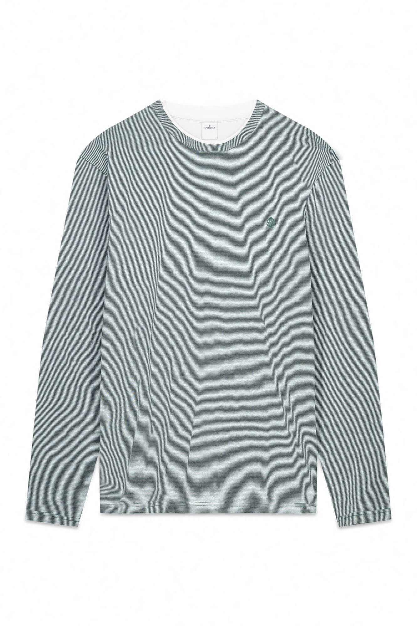 Springfield playera de manga larga con doble microraya verde