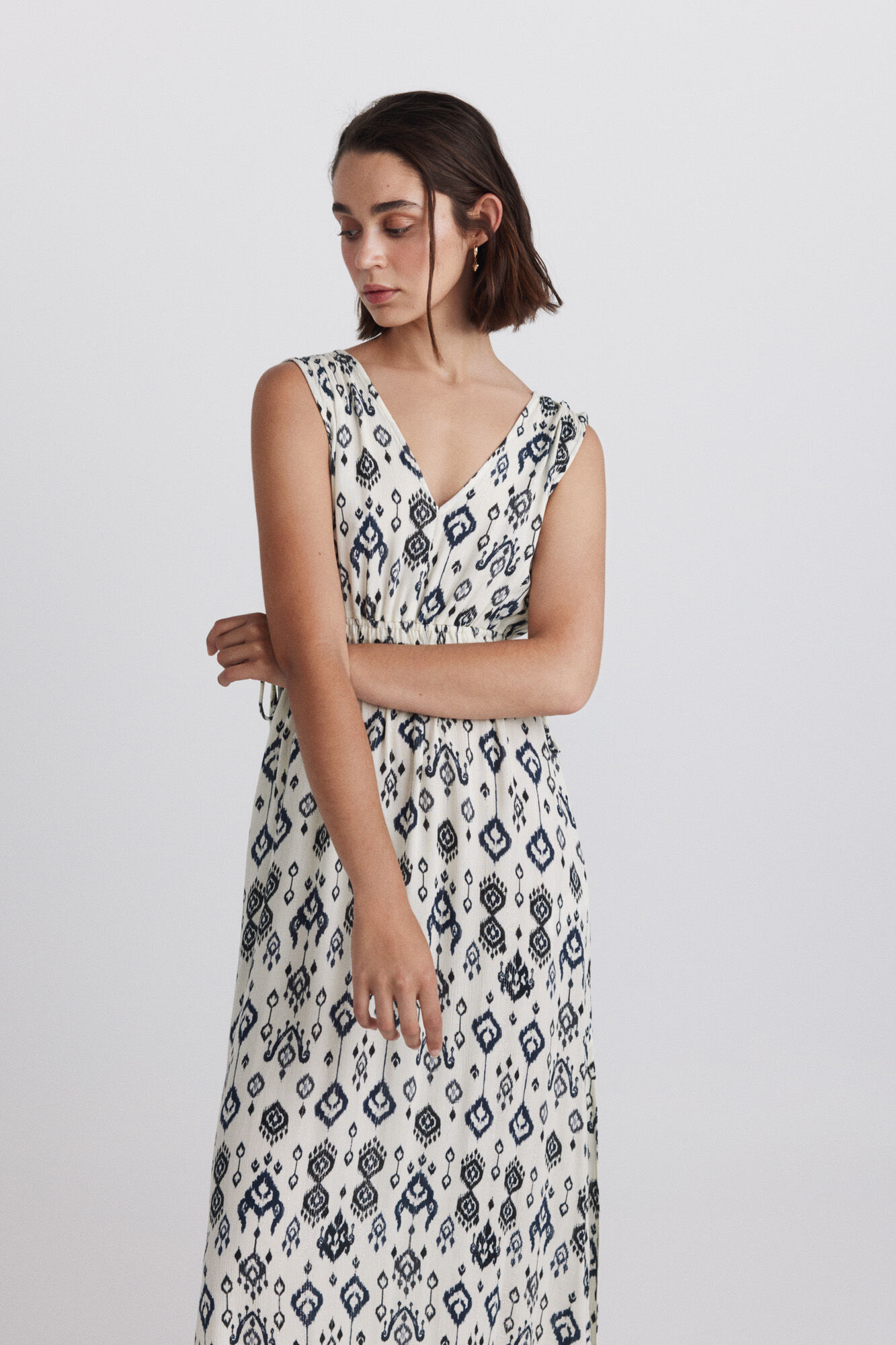 Springfield Vestido con tiras en la cintura blanco