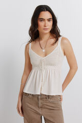 Springfield Top de tirantes de crochet con lazo marfil
