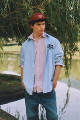 Springfield Bordado Oxford camisa azul