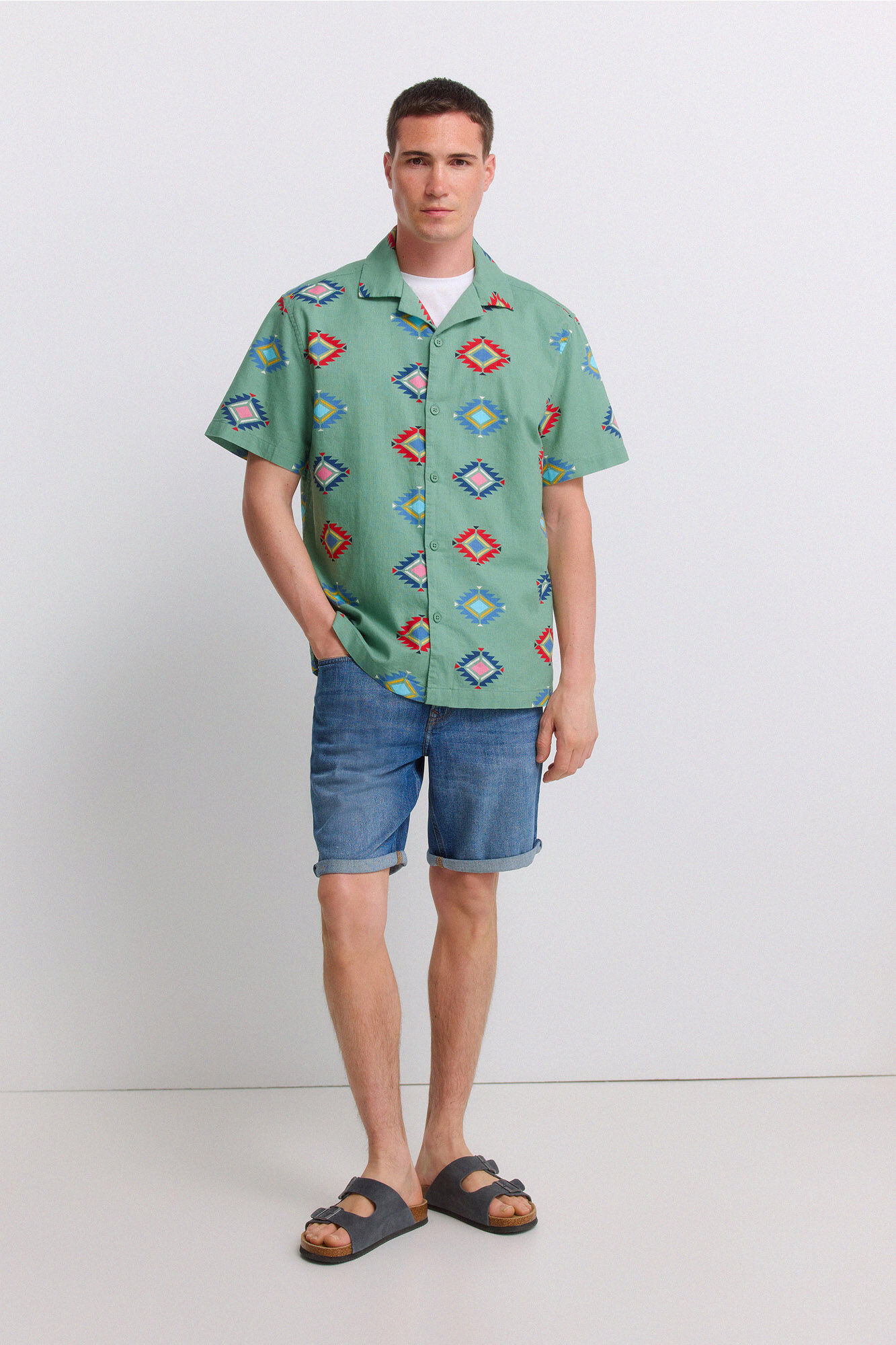 Springfield Camisa de manga corta bowling estampada