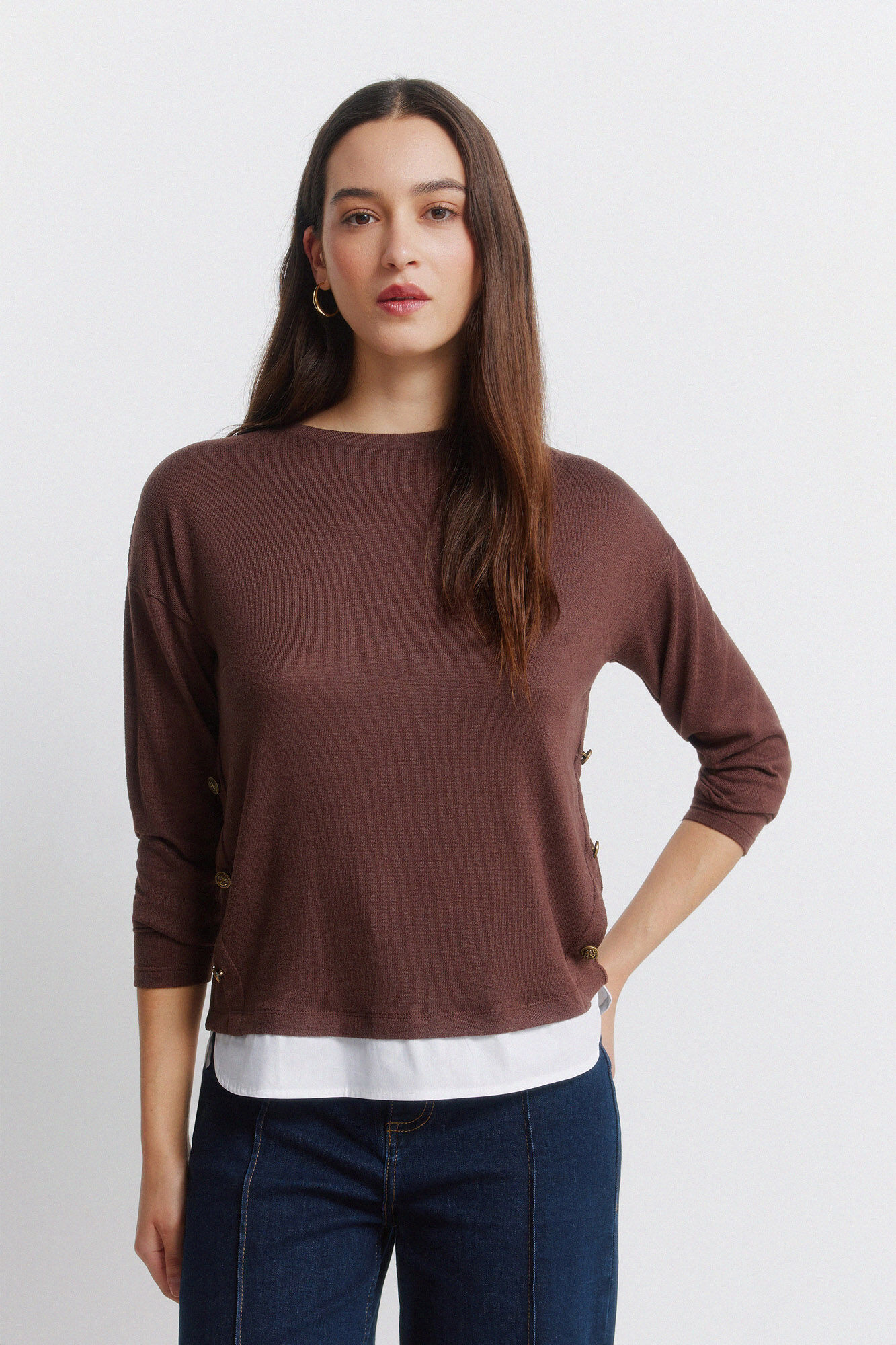 Springfield Playera combinada con botones laterales