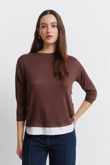 Springfield Playera combinada con botones laterales caf&eacute;