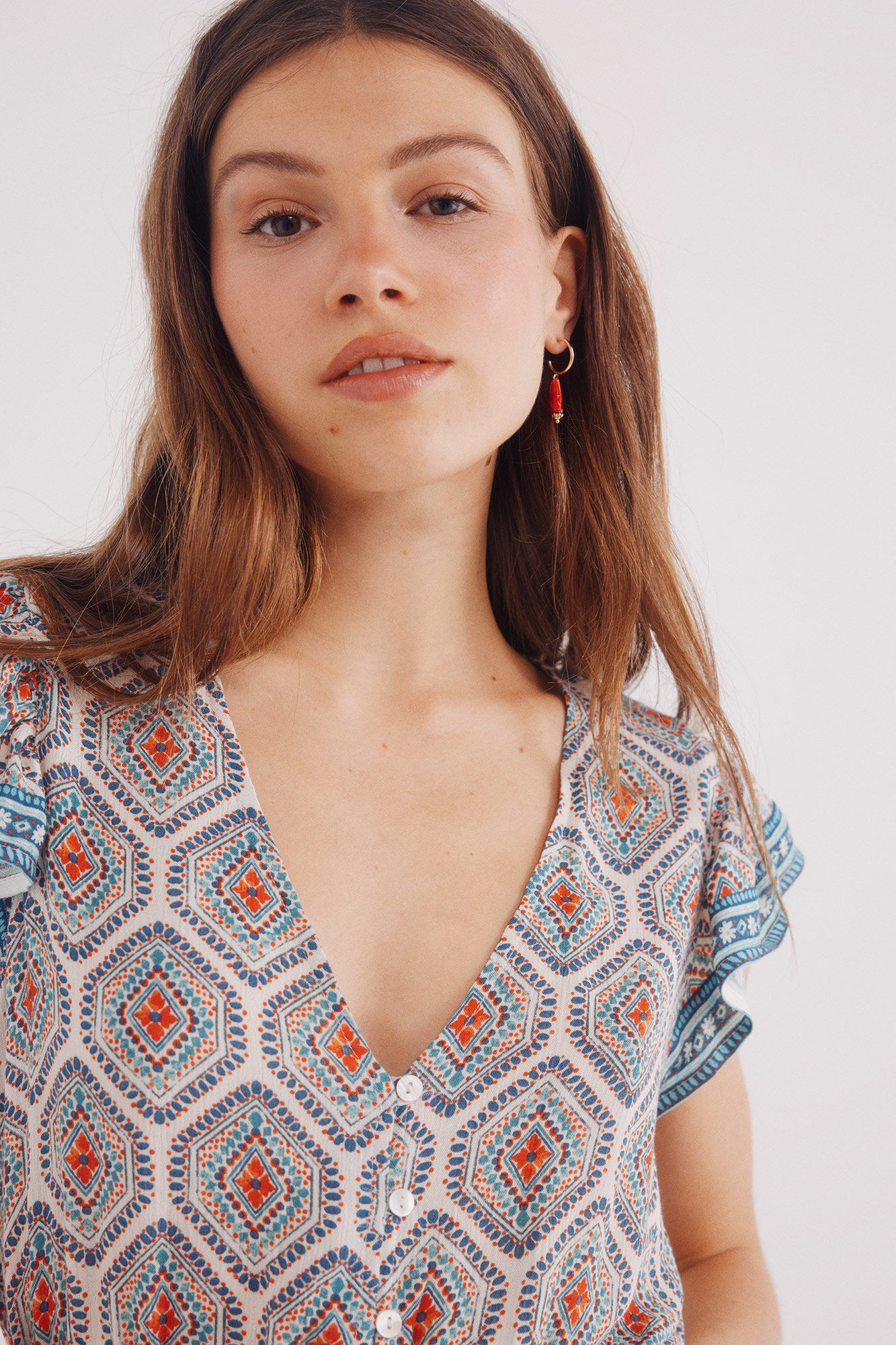 Springfield Vestido corto con cintura el&aacute;stica y estampado.