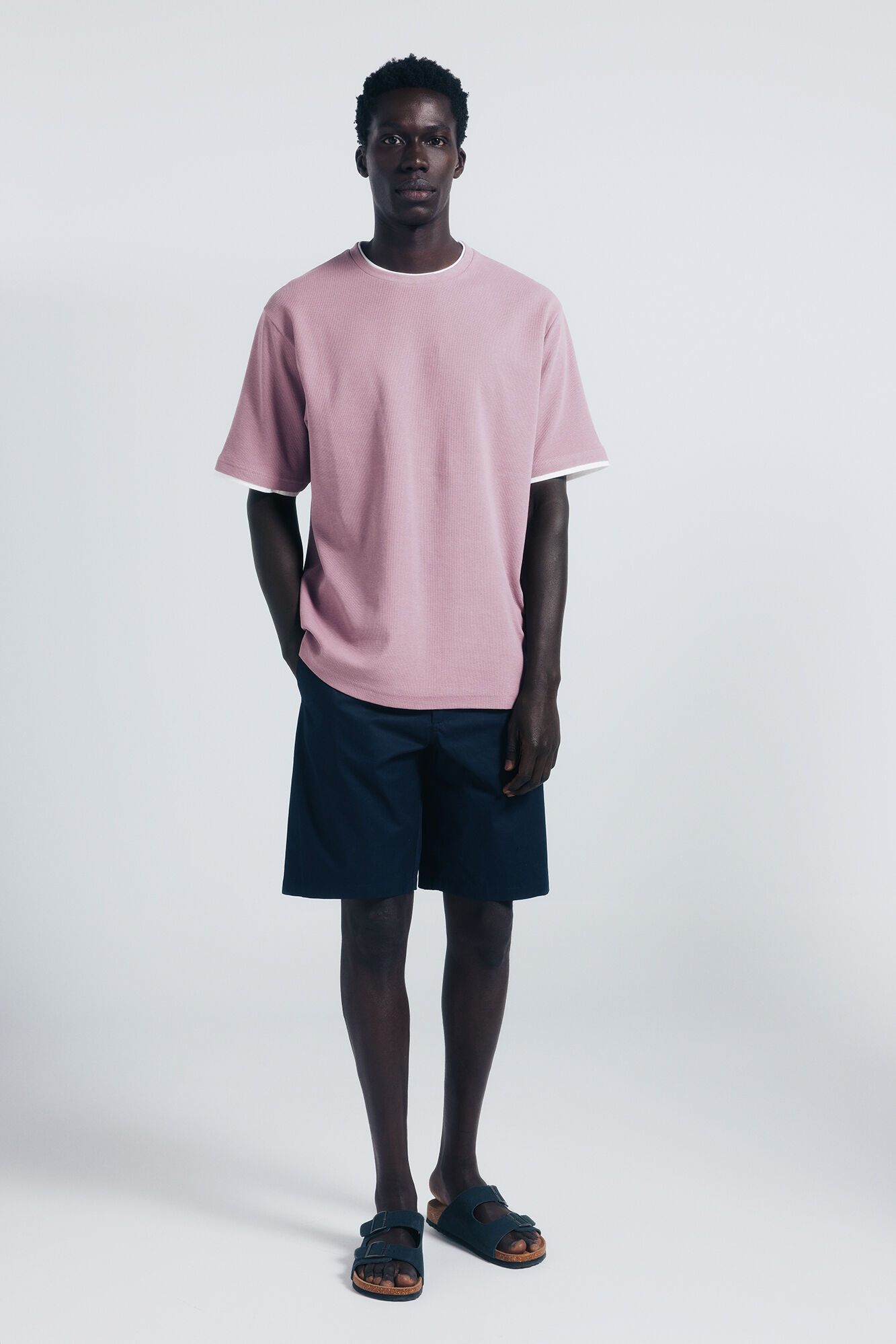 Springfield Camiseta doble mini waffle naranja